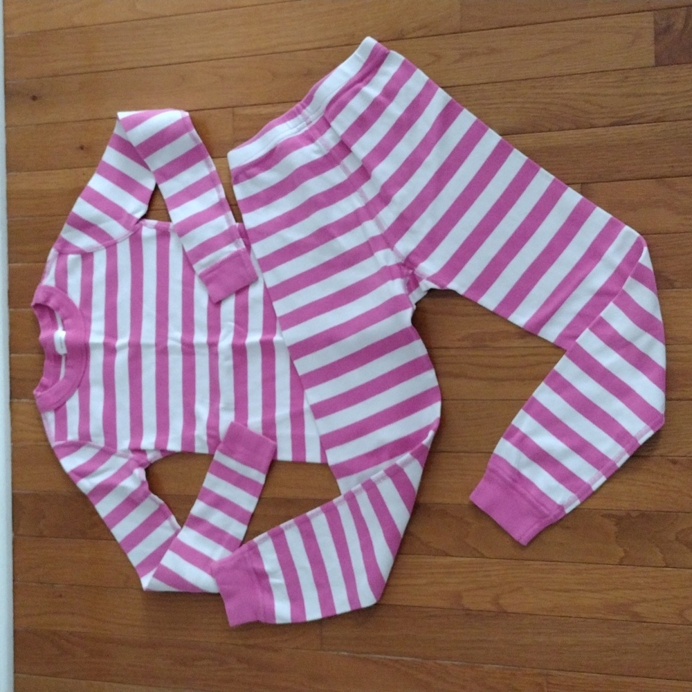 Hanna Andersson girl pink striped pajamas set PJs 130 us 8